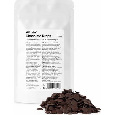 Vilgain Čokoládové pecky bez přidaného cukru hořké 250 g – Zboží Dáma
