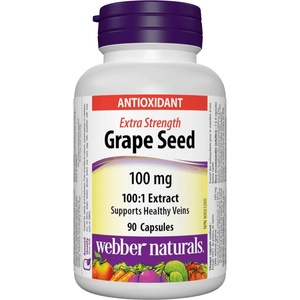 Webber Naturals Grape Seed Extra Strength, 100 mg, 90 капсули, Webber Naturals (3436 WN)