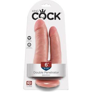 King Cock - двойно дилдо за двойно проникване - реалистично - телесен цвят