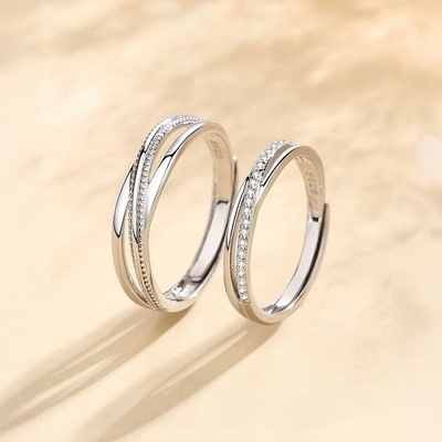 Grace Silver Jewellery Souprava snubních prstýnků Forever LOVE stříbro P DQ8202R Stříbrná