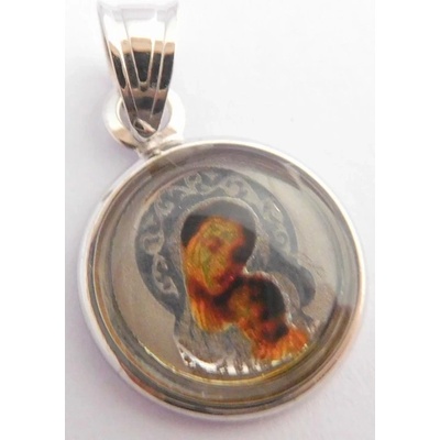 Klenoty Budín Zlatá madonka s Ježíškem přívěsek z bílého zlata s gravírováním H181