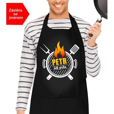 Kariban Grilovací zástěra se jménem Šéf grilu Černá