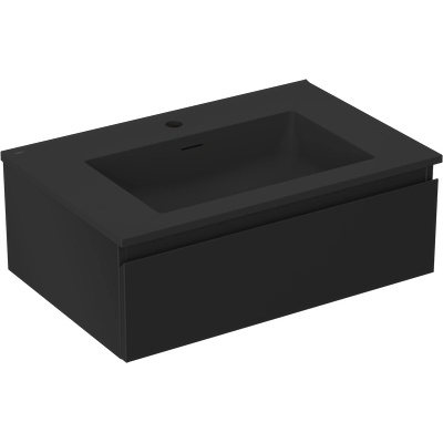 Orio шкаф за баня 70 см с мивка Otis, 1 чекмедже, черен мат - 91A10-07023-1-BF71-W18M71 (91A10-07023-1-BF71-W18M71)