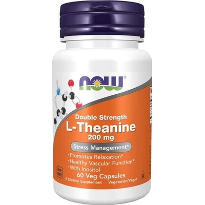 NOW Foods NOW L-Theanine s Inositolem Double Strength 200 mg 60 rostlinných kapslí