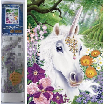 Norimpex - Puzzle Diamond Painting Unicorn in flowers 30x40cm - 1 - 39 piese