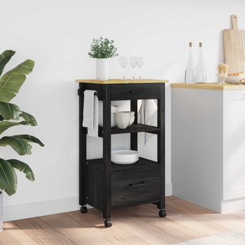 vidaXL Кухненска количка Едноцветен Черно (42027033)