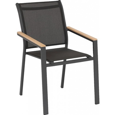 DEOKORK Hliníkové křeslo s textílií ZEUS antracit/akácie