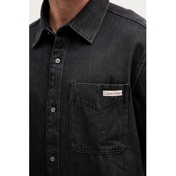 Calvin Klein Дънкова риза Calvin Klein Jeans в черно със стандартна кройка с класическа яка LV04RD765G (LV04RD765G)