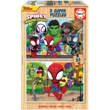 Educa 2x25 Spidey & His Amazing Friends Wood Puzzles (80-19289)