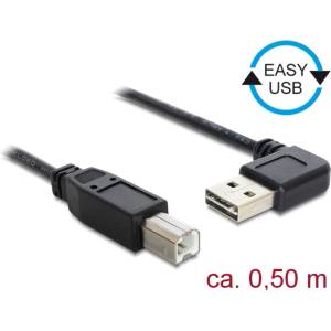 Delock Кабел Delock, EASY-USB 2.0 с конектор тип А, извит наляво/надясно, USB 2.0 с конектор тип Б