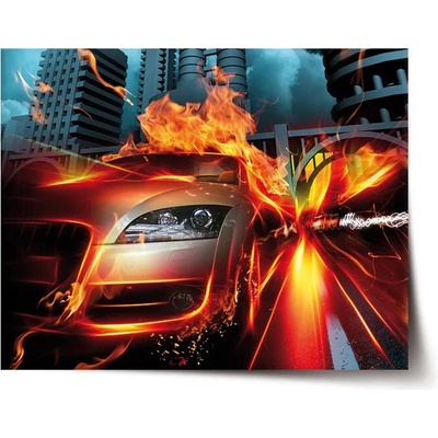 Sablio Plagát Auto v plameňoch - 90x60 cm