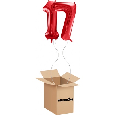 HeliumKing Balónový box Narodeninové číslo 17 červený 86 cm