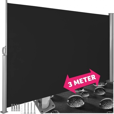 Tectake 401525 bočná markíza 160 x 300 cm čierna