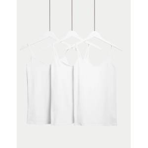 Marks & Spencer Потник с презрамки с висок дял памук, 3 бр. Marks & Spencer бял Marks & Spencer | Byal | ЖЕНИ | 6