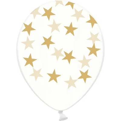 PartyDeco Балон - Прозрачен със златни звездички