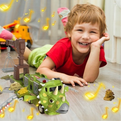 SJ691A Interaktivní nákladní automobil s jeřábem Triceratops