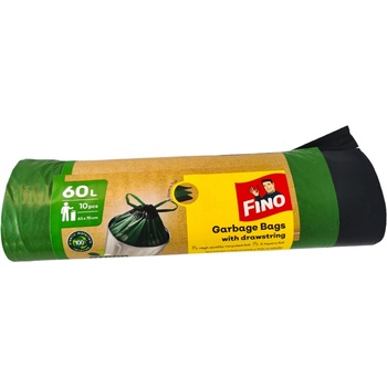 FINO торби за смет с връзки, Green, 10 броя, 63х70см, 60 литра