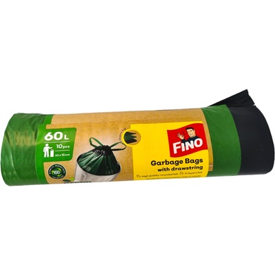 FINO торби за смет с връзки, Green, 10 броя, 63х70см, 60 литра