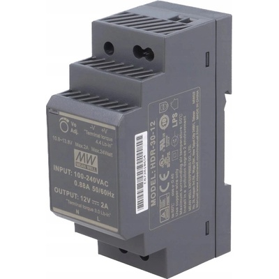 Napájecí zdroj na DIN lištu 24W HDR-30-12 Mean Well 12V