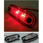  LED Светодиоден Габарит, Маркер, Токос, С Гума, Червен Цвят, Овален, Е-Mark, 24V, 7, 5 см