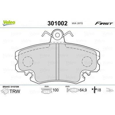 VALEO Sada brzdových platničiek kotúčovej brzdy 301002
