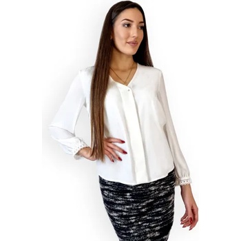 Image 1 of Бяла риза с дълъг ръкав и скрито закопчаване (r03)