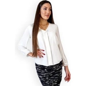  Бяла риза с дълъг ръкав и скрито закопчаване (r03)