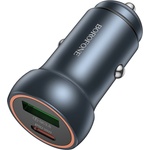 BOROFONE Зарядно за автомобил - Borofone (BZ32A Fresh) - Type-C + USB, Fast Charge, Dual Port, 30W, алуминий - Металик