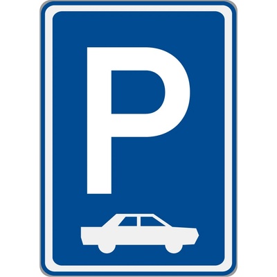 Dopravní značka IP11b Parkoviště (kolmé nebo šikmé stání)