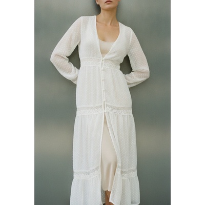 Boohoo maxi boho šaty bílé