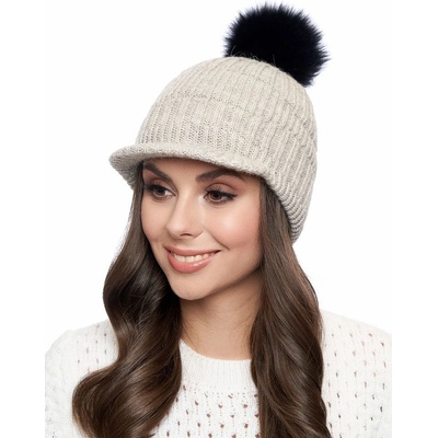 Dámská pletená čepice 9585 světle béžová