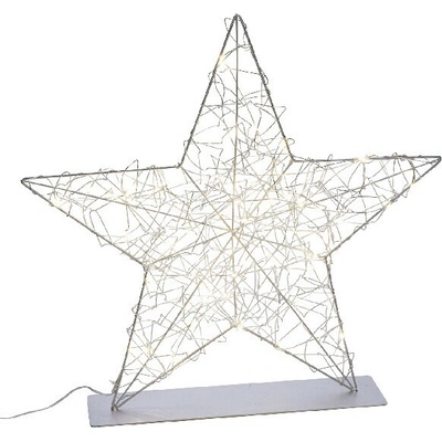 Hvězda světelná LED kovová, 35LED, stříbrná, 35x35x8cm|Ego Dekor