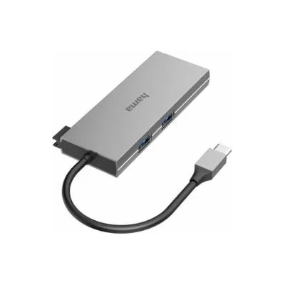 Hama USB хъб HAMA Multiport, 6-портов хъб USB-C, 2 x USB-A, USB-C, HDMI, SD, microSD, Сив, HAMA-200110