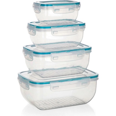 Banquet Dóza hermetická LEYA obdélníková sada 4díl.(0.4,0.8,1.2,2.3l) plastová, TRA/TYRK