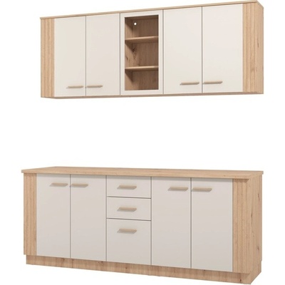 Kuchynský blok BELFORT 200 cm kašmírová / dub artisan