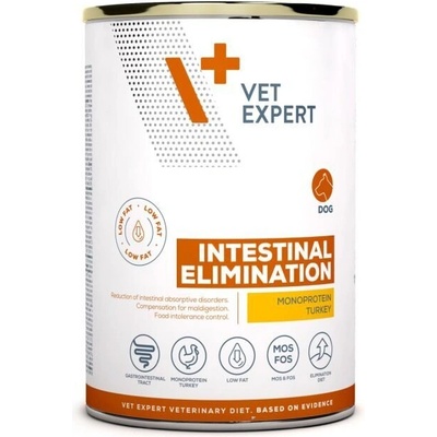 VetExpert Vet Expert Intestinal Elimination Low Fat Dog Can - Хипоалергенна консерва с ниско съдържание на мазнини, 400gr