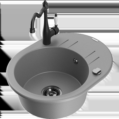 Kevin гранитна мивка с 1 отделение и отцедник с кухненски смесител (6517-71-670700-70-B)