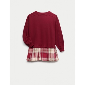 Marks & Spencer Карирана суитшърт с високо съдържание на памук (6-16 години) Marks & Spencer червена Marks & Spencer | Cherven | Момичешки | 13-14