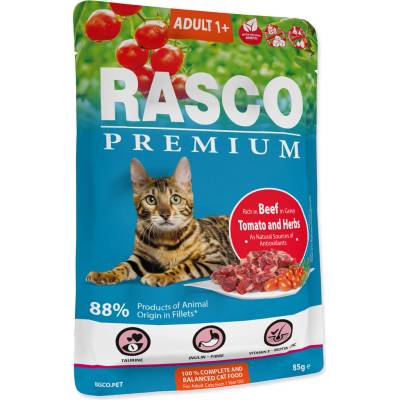 Rasco Premium Adult hovězí s rajčaty a bylinkami 85 g