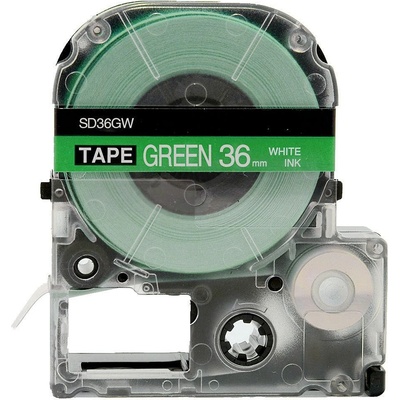 Epson LC-7GWV, SD36GW, 36mm x 8m, bílý tisk / zelený podklad, kompatibilní páska