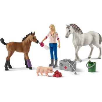 Schleich Посещение на лекар при кобила и жребче (42486)
