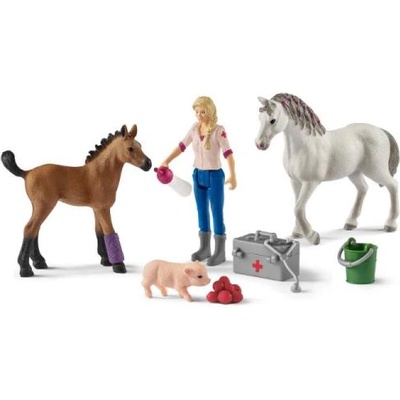 Schleich Посещение на лекар при кобила и жребче (42486)
