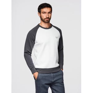 Ombre Clothing Мъжки контрастен суитшърт с реглан ръкави - кремав и графит V1 OM-SSNZ-0239 Ombre Clothing Ombre Clothing | Siv | МЪЖЕ | S