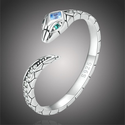 Grace Silver Jewellery Stříbrný prsten Snake stříbro had P BSR355 18 nastavitelná Stříbrná