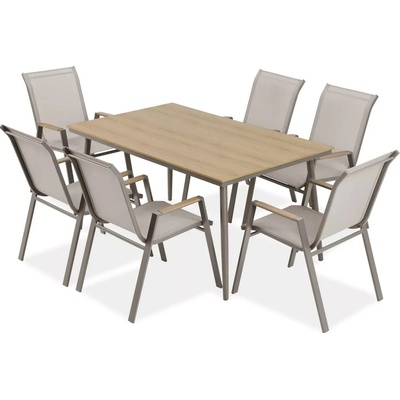Bjørkka NOVA DINING 6+1 záhradná jedálenská súprava, taupe 008173