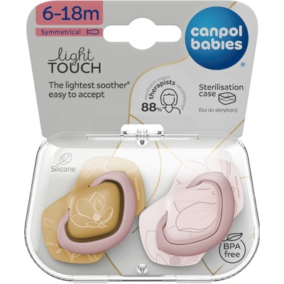 Canpol babies Силиконови залъгалки със симетрична форма Canpol - Gold, 6-18 m, 2 броя, Розови (22/665_pin)