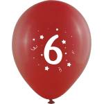 Globos Festival БАЛОНИ 10 БР. 12" - 30 СМ С ПЕЧАТ - ЦИФРА 6
