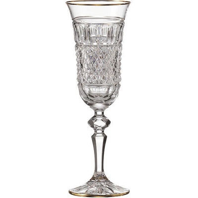Bohemia Crystal Ručne brúsené poháre na šampanské Felicie Line Gold 2 x 150 ml