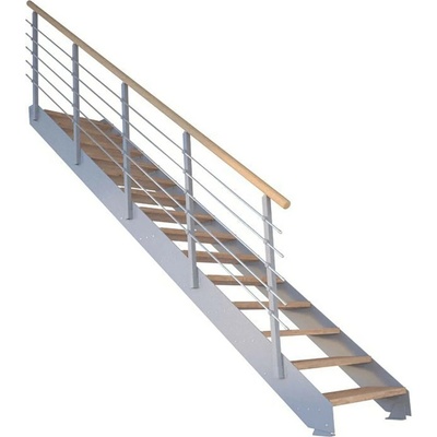 StarWood Kovové schody Kos 10 st. dub rustik olej. 85 cm kov. zábradlí šedá