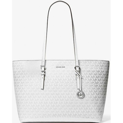 Michael Kors kabelka přes rameno Quinn metallic logo bílá